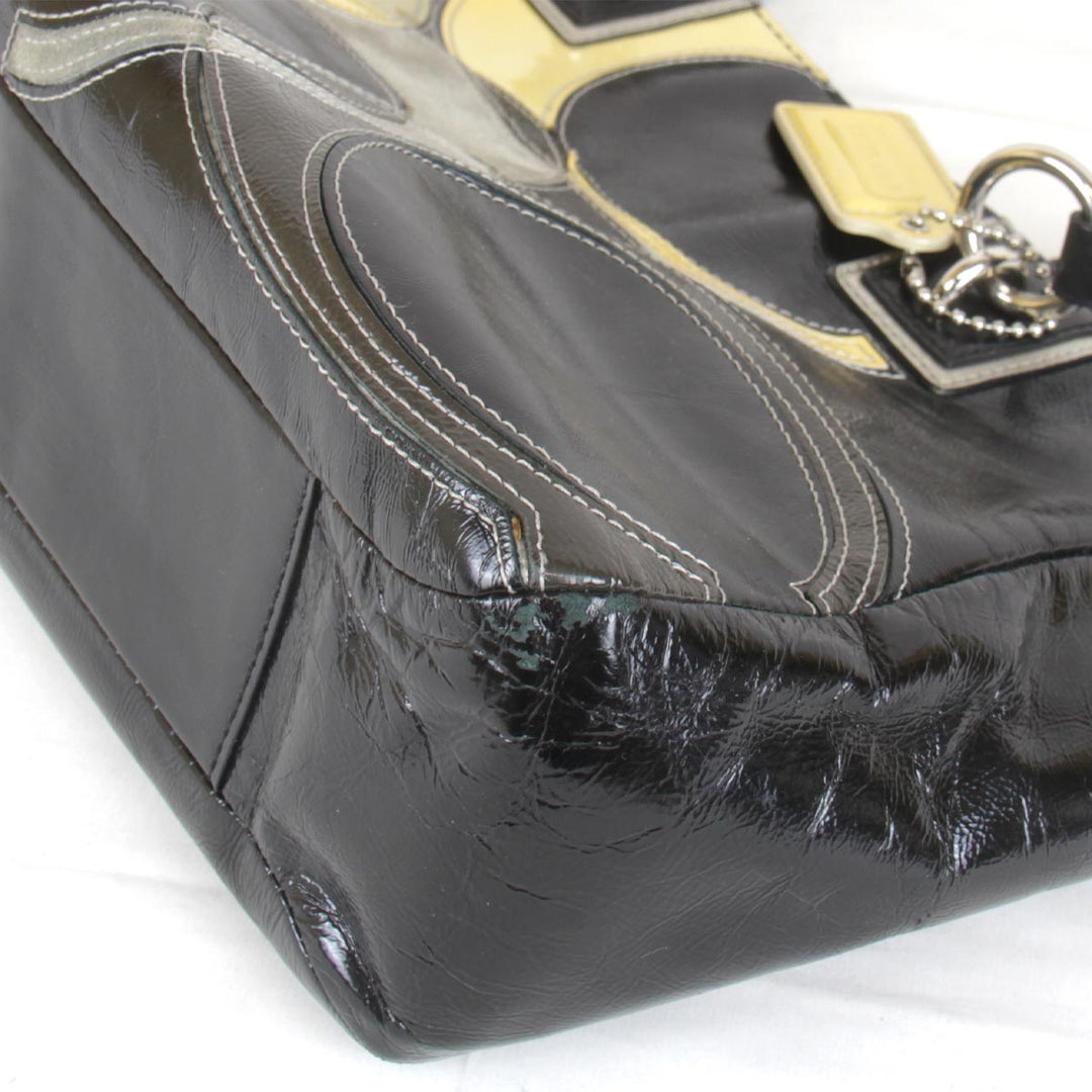 『USED』 
COACH コーチ 
 パテント F17127  ハンドバッグ 
レザー ブラック
