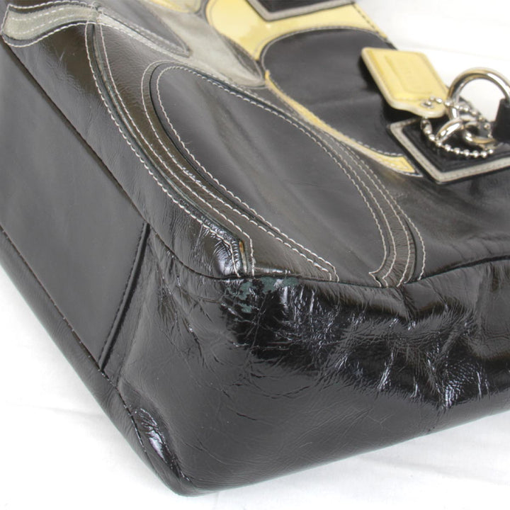 『USED』 
COACH コーチ 
 パテント F17127  ハンドバッグ 
レザー ブラック