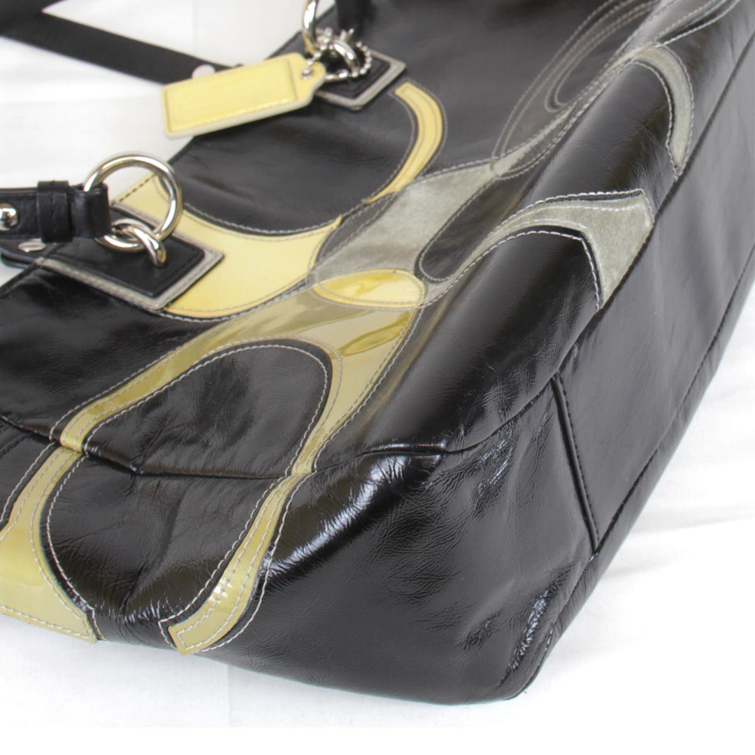 『USED』 
COACH コーチ 
 パテント F17127  ハンドバッグ 
レザー ブラック