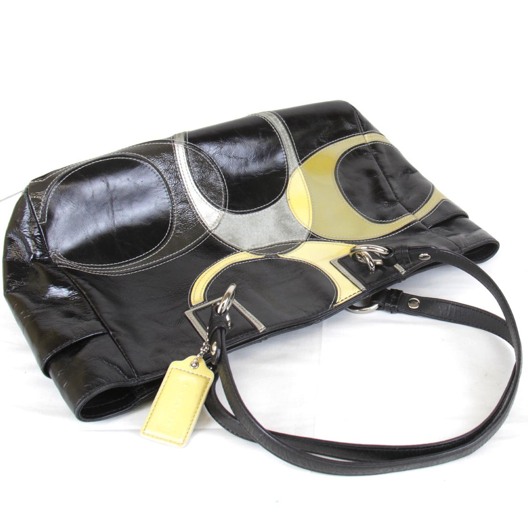 『USED』 
COACH コーチ 
 パテント F17127  ハンドバッグ 
レザー ブラック