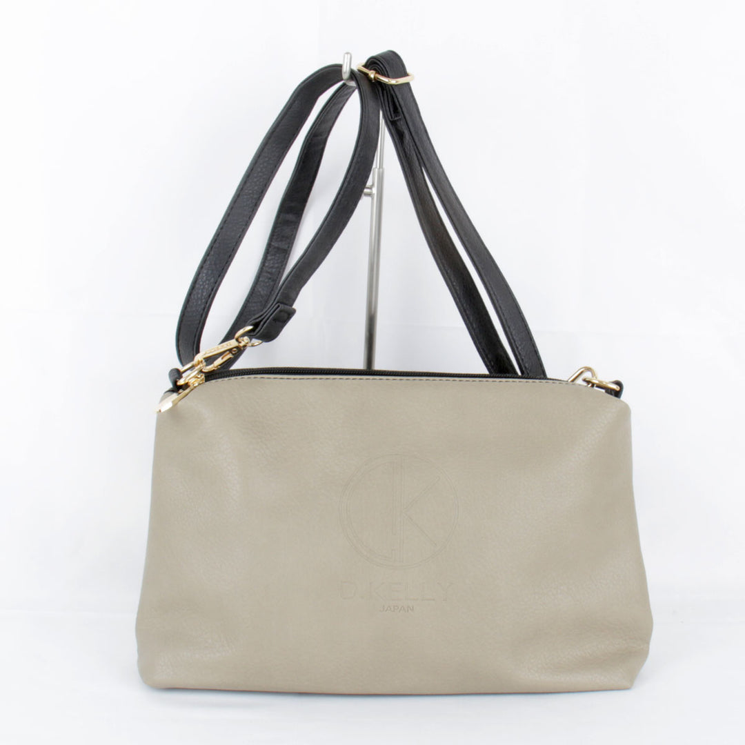 『USED』 
 
 D.KELLY ショルダーバッグ 
レザー ベージュ×ブラック