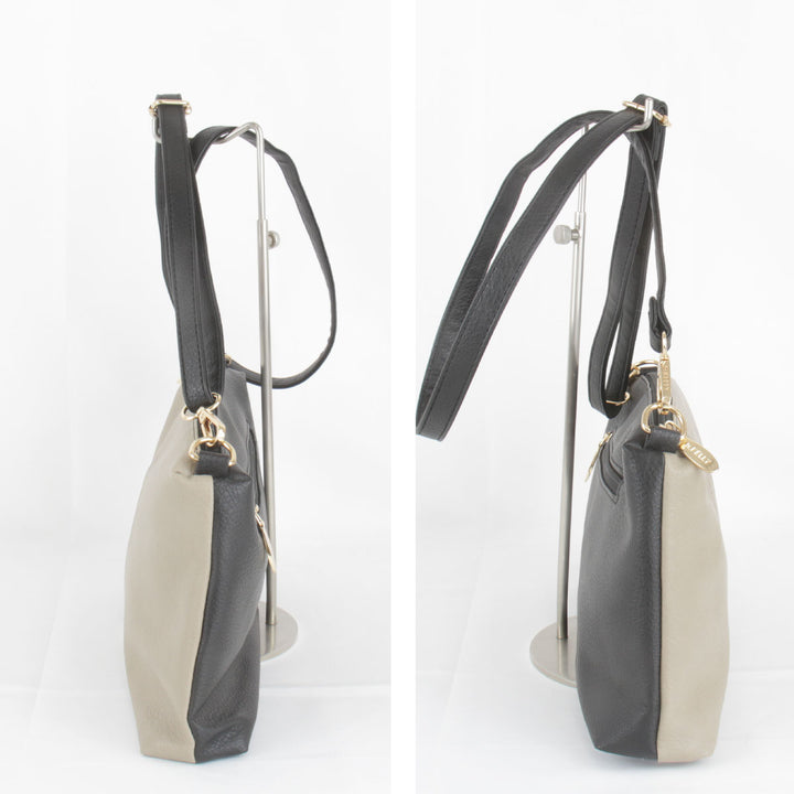 『USED』 
 
 D.KELLY ショルダーバッグ 
レザー ベージュ×ブラック