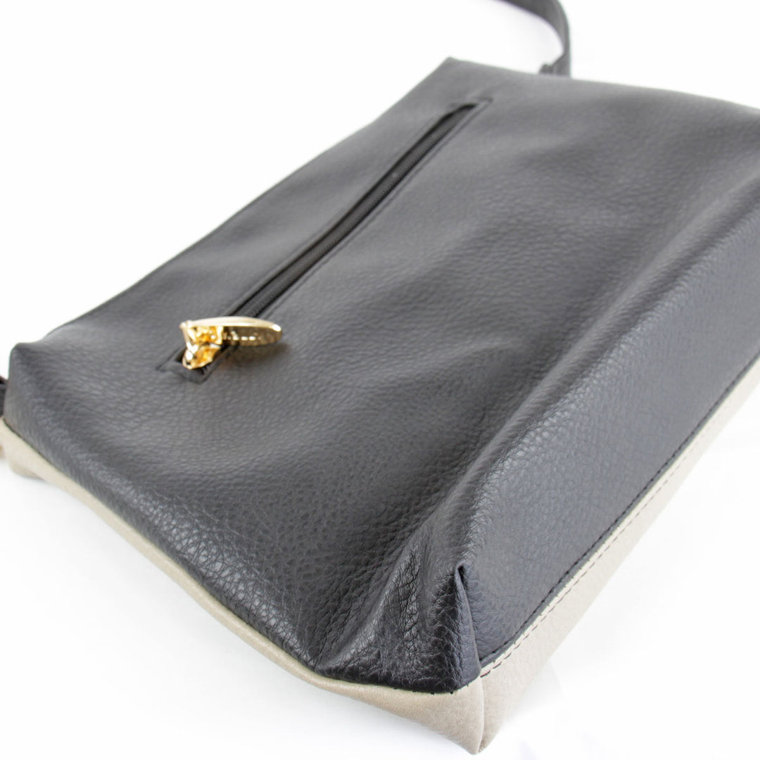 『USED』 
 
 D.KELLY ショルダーバッグ 
レザー ベージュ×ブラック