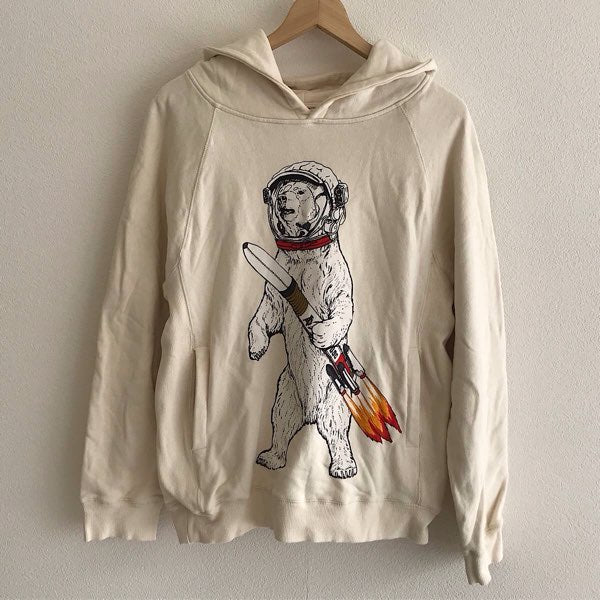 『USED』 
 
 go slow caravan ゴースローキャラバン 宇宙服 クマ スウェットパーカー サイズ3 パーカー 
コットン アイボリー系