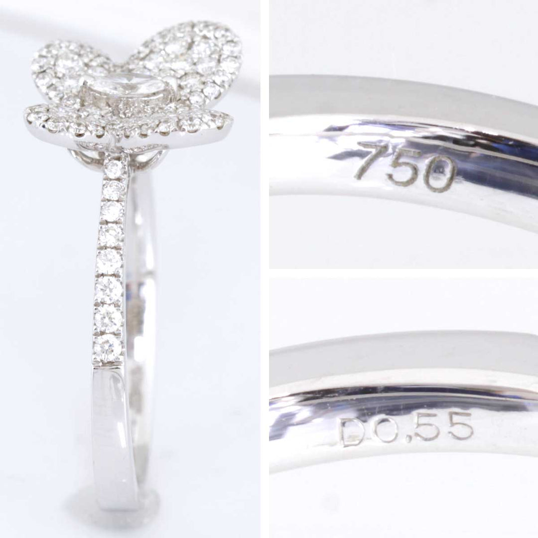 美品『USED』 K18 
 バタフライリング リング・指輪
 ダイヤモンド 0.55 3.2g