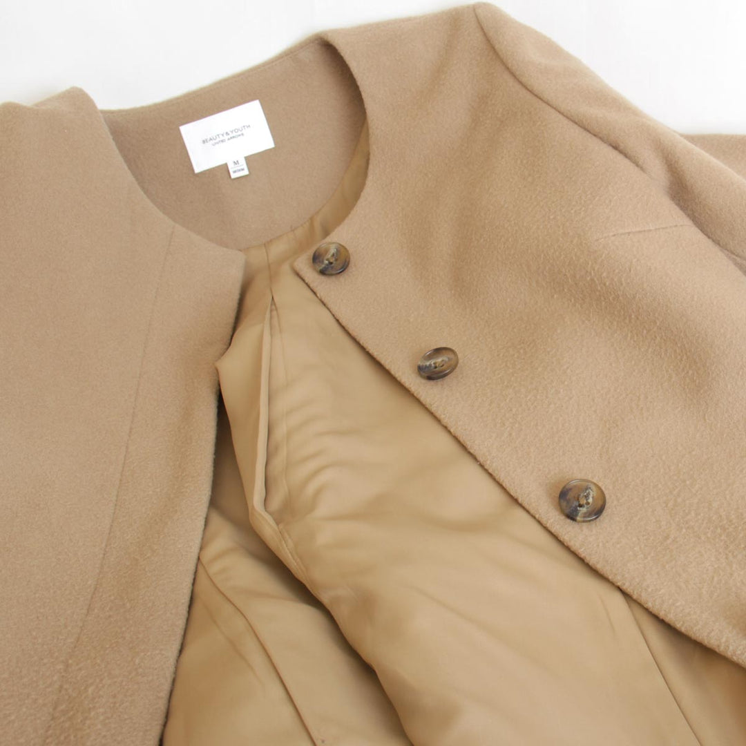 『USED』 
BEAUTY&YOUTH UNITED ARROWS ビューティアンドユースユナイテッドアローズ 
 ノーカラーコート コート 
ウール ベージュ