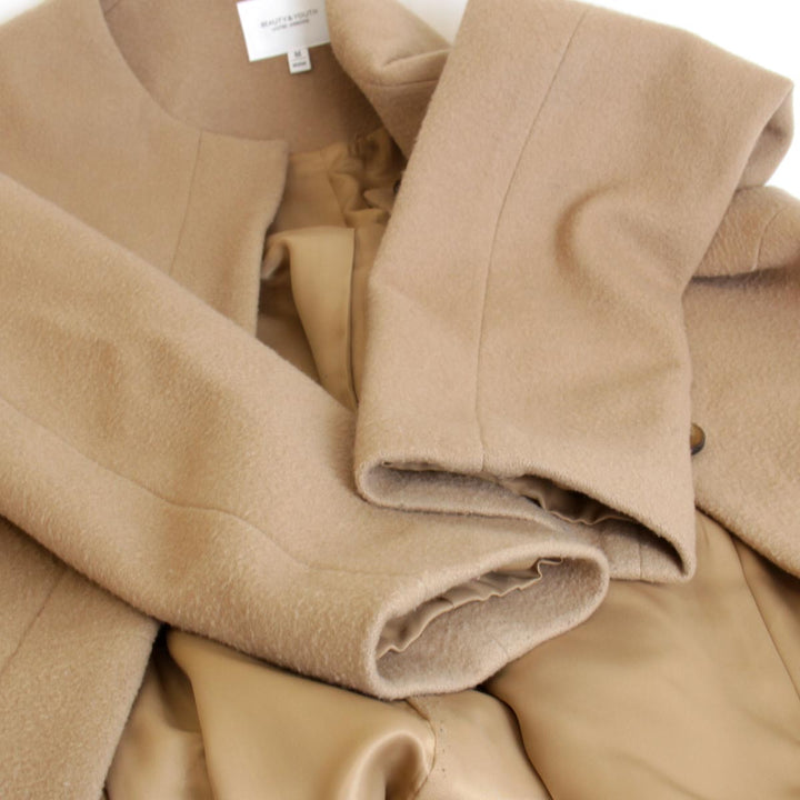 『USED』 
BEAUTY&YOUTH UNITED ARROWS ビューティアンドユースユナイテッドアローズ 
 ノーカラーコート コート 
ウール ベージュ