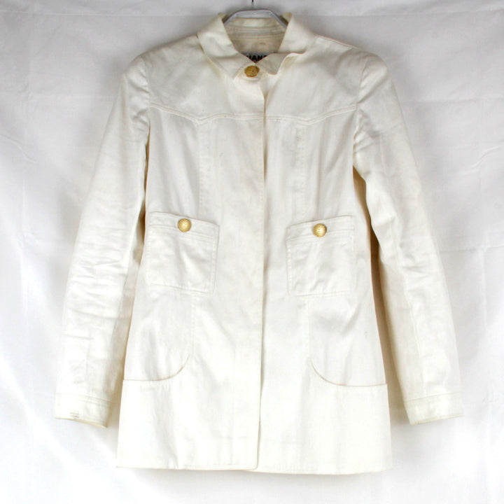 『USED』 
CHANEL シャネル 
 ジャケット カバーオール 
コットン/シルク  ホワイト