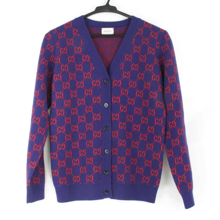 美品『USED』 
GUCCI グッチ 
 カーディガン 
ウール ブルー
