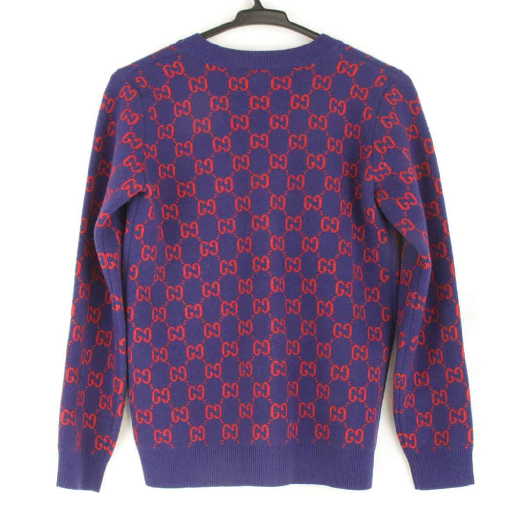 美品『USED』 
GUCCI グッチ 
 カーディガン 
ウール ブルー