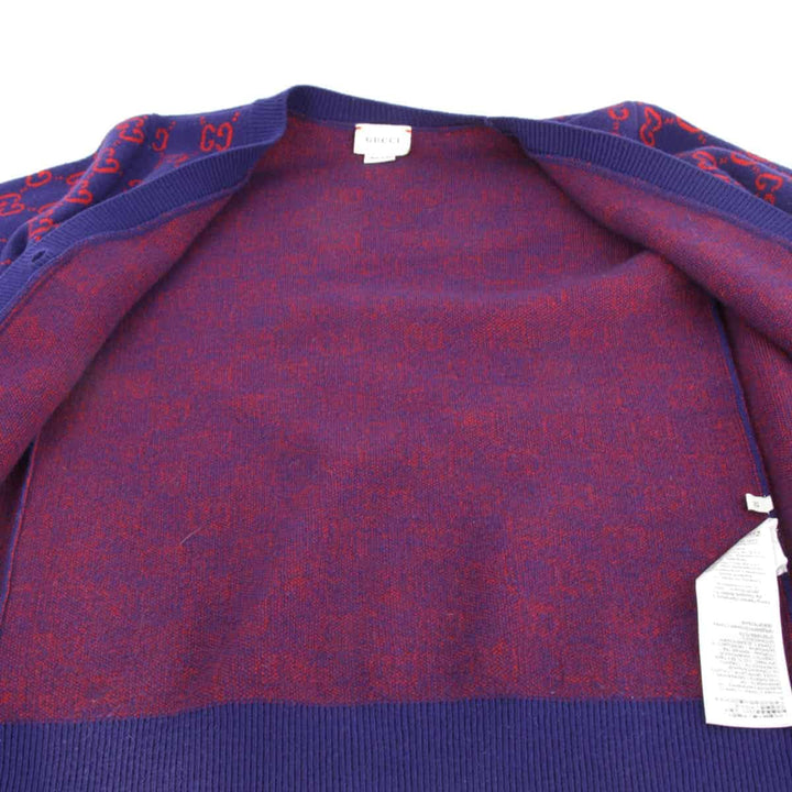 美品『USED』 
GUCCI グッチ 
 カーディガン 
ウール ブルー