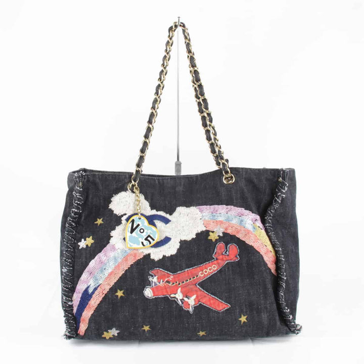 『USED』 
CHANEL シャネル 
 夜間飛行シリーズ トートバッグ 
デニム インディゴブルー
