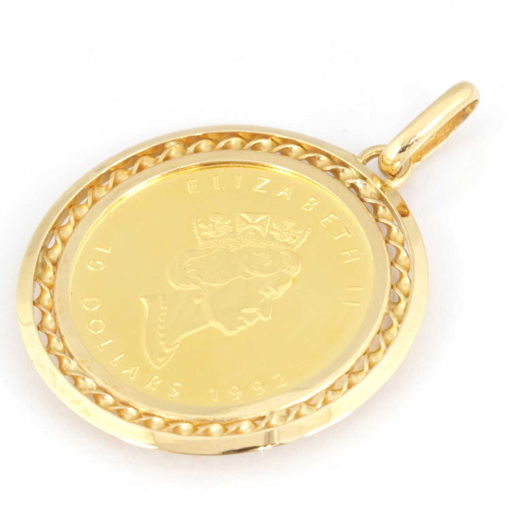 美品『USED』 
 
 メープルリーフ金貨 1/4oz ペンダントトップ 
K24/K18  ゴールド エリザベス女王 10ドル 1992