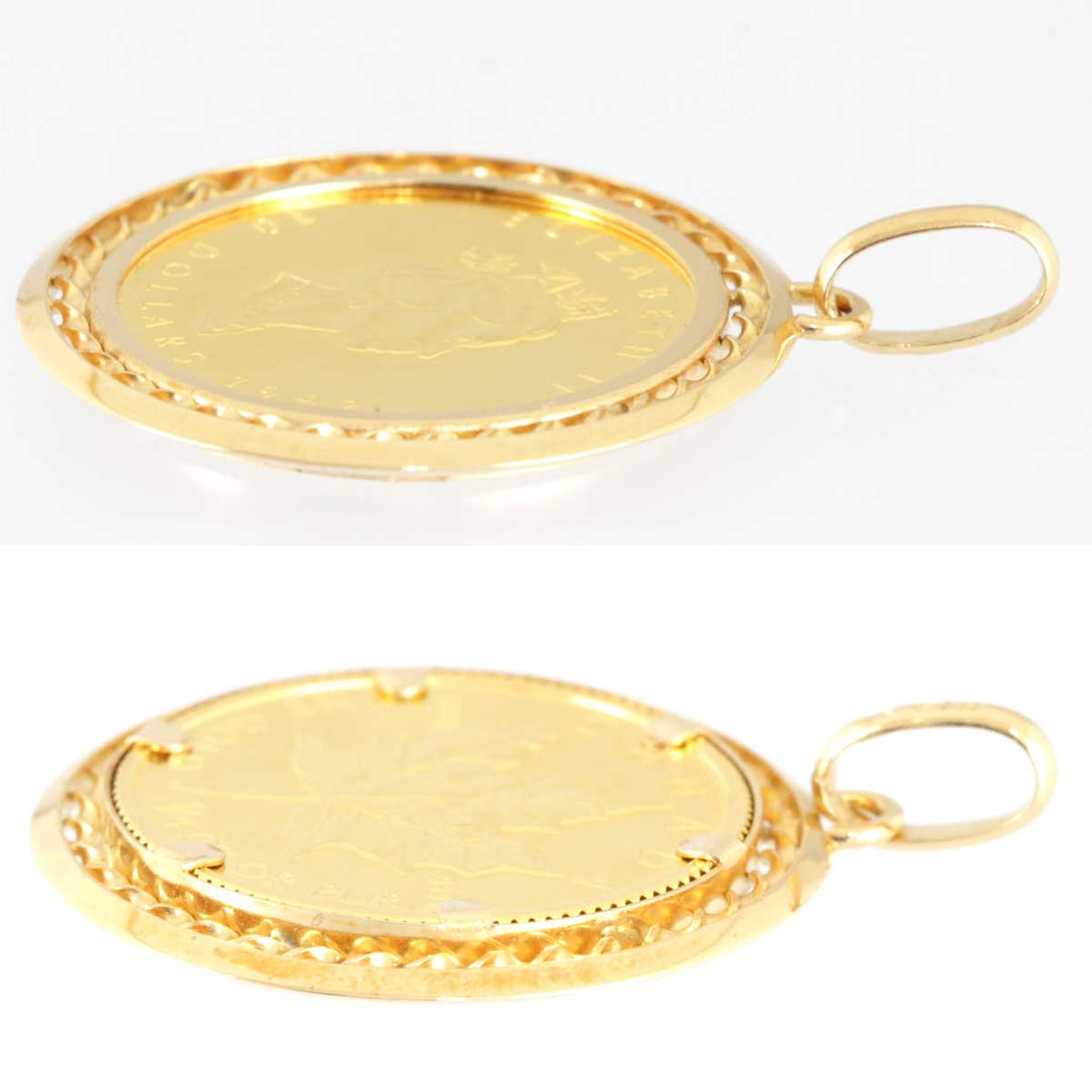 美品『USED』 
 
 メープルリーフ金貨 1/4oz ペンダントトップ 
K24/K18  ゴールド エリザベス女王 10ドル 1992