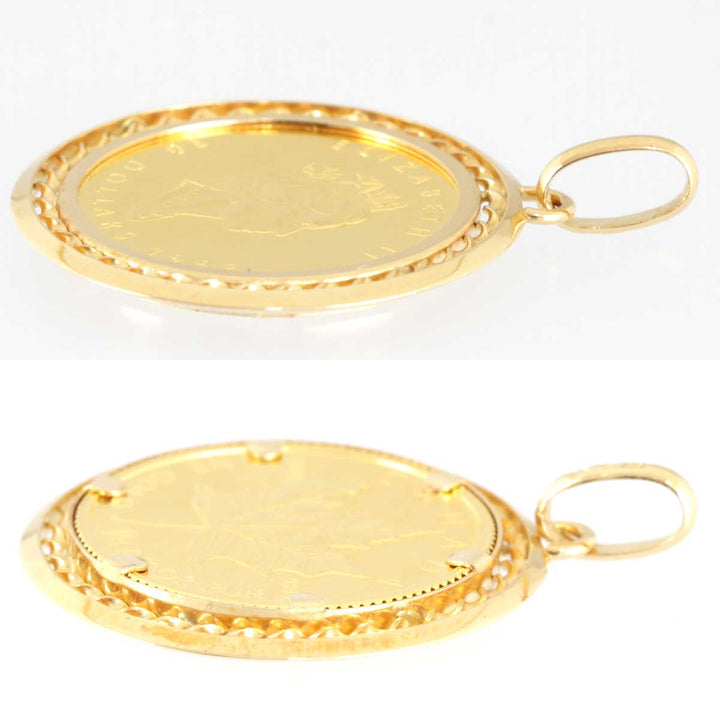美品『USED』 
 
 メープルリーフ金貨 1/4oz ペンダントトップ 
K24/K18  ゴールド エリザベス女王 10ドル 1992