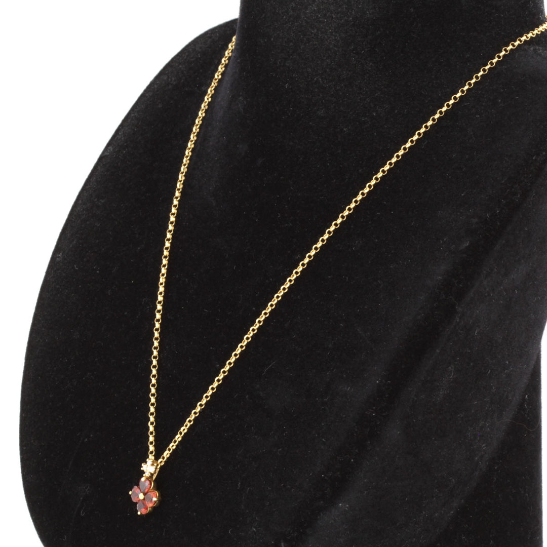 美品『USED』 K18 
 赤石 フラワー ネックレス
 ダイヤモンド 0.05 2.0g
