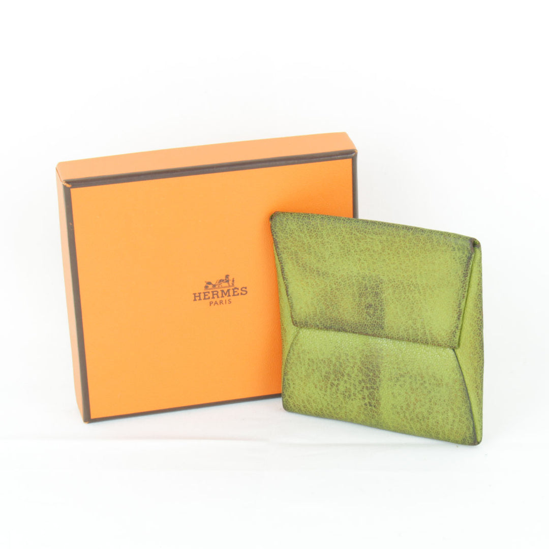 『USED』 
HERMES エルメス 
 □H刻印 コインケース 
レザー グリーン