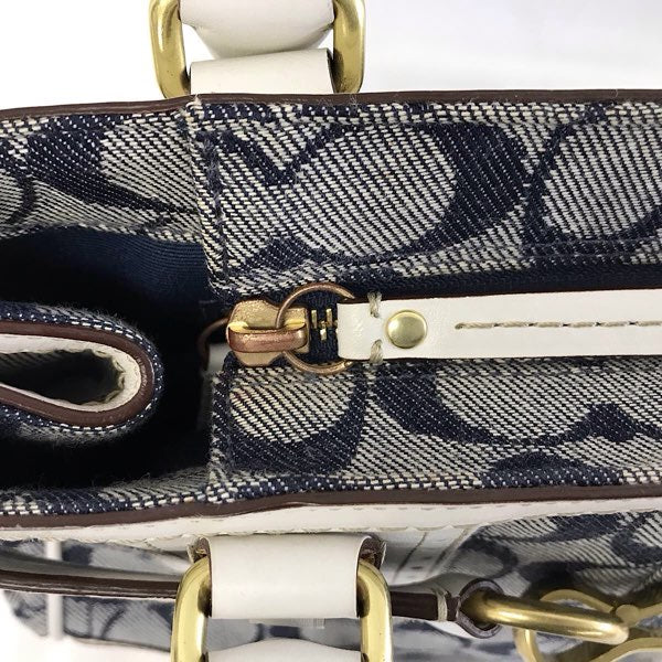 『USED』 
COACH コーチ 
 シグネチャー 10507 ハンドバッグ 
キャンバス/レザー  ネイビー系/ホワイト