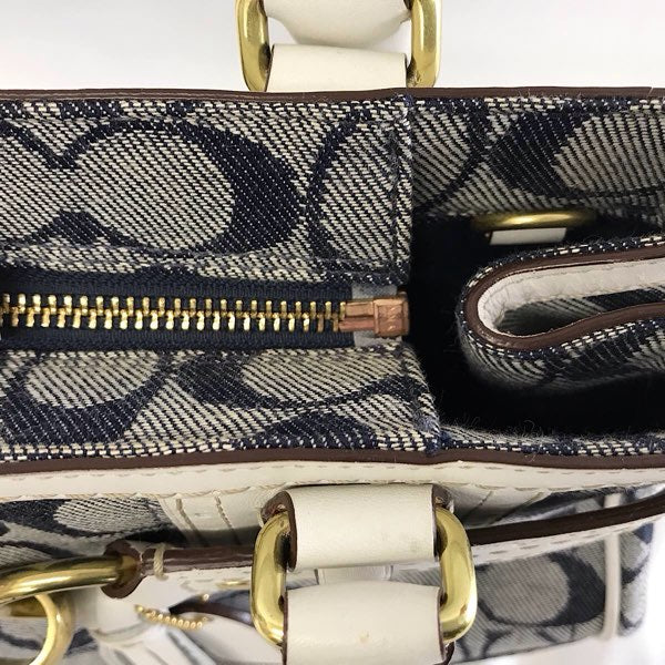 『USED』 
COACH コーチ 
 シグネチャー 10507 ハンドバッグ 
キャンバス/レザー  ネイビー系/ホワイト