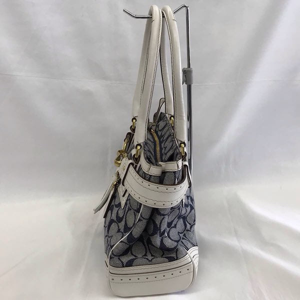 『USED』 
COACH コーチ 
 シグネチャー 10507 ハンドバッグ 
キャンバス/レザー  ネイビー系/ホワイト
