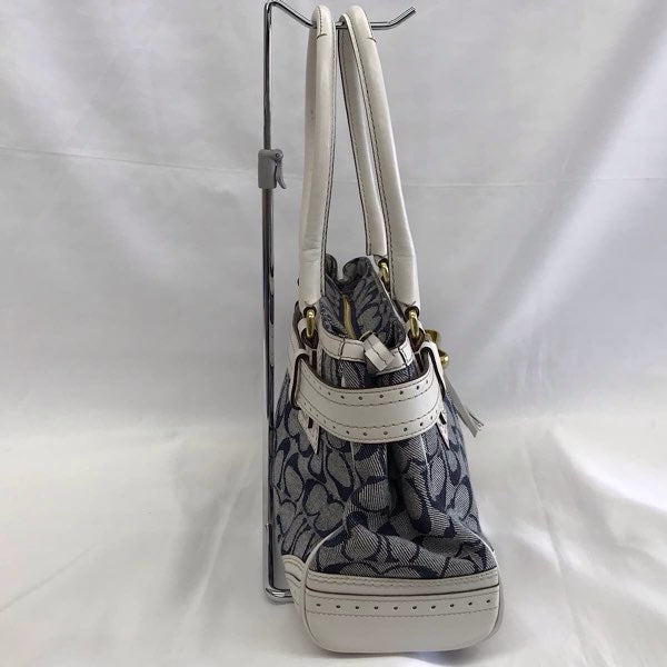 『USED』 
COACH コーチ 
 シグネチャー 10507 ハンドバッグ 
キャンバス/レザー  ネイビー系/ホワイト
