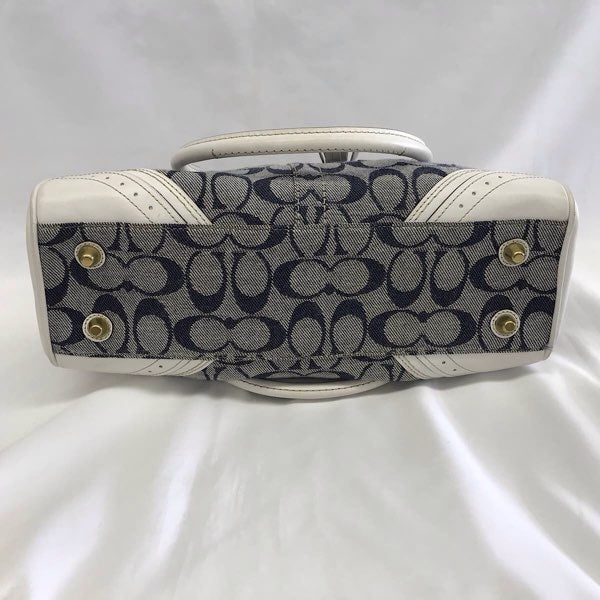 『USED』 
COACH コーチ 
 シグネチャー 10507 ハンドバッグ 
キャンバス/レザー  ネイビー系/ホワイト