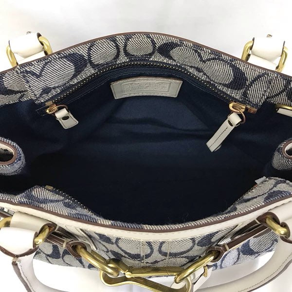 『USED』 
COACH コーチ 
 シグネチャー 10507 ハンドバッグ 
キャンバス/レザー  ネイビー系/ホワイト