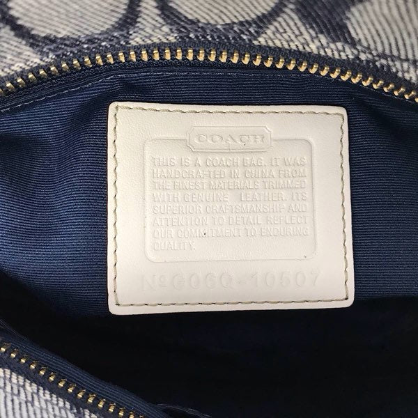 『USED』 
COACH コーチ 
 シグネチャー 10507 ハンドバッグ 
キャンバス/レザー  ネイビー系/ホワイト