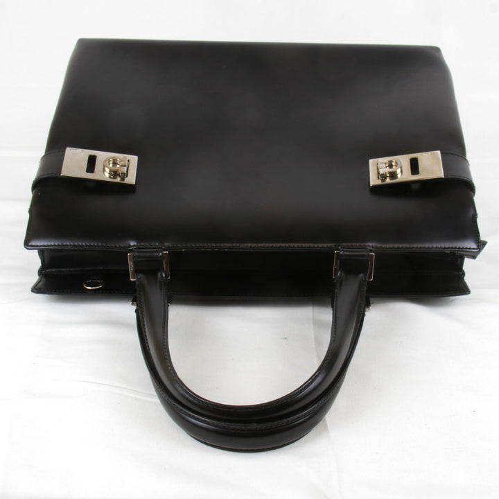 『USED』 
Salvatore Ferragamo フェラガモ 
 ガンチーニ 2WAYバッグ ハンドバッグ 
レザー ブラック