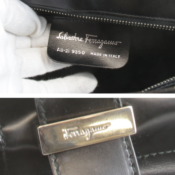 『USED』 
Salvatore Ferragamo フェラガモ 
 ガンチーニ 2WAYバッグ ハンドバッグ 
レザー ブラック