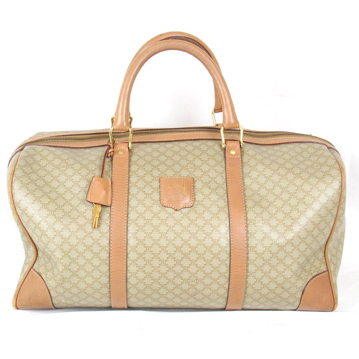 『USED』 
CELINE セリーヌ 
 マカダム M14 ボストンバッグ 
PVC/レザー  ベージュ