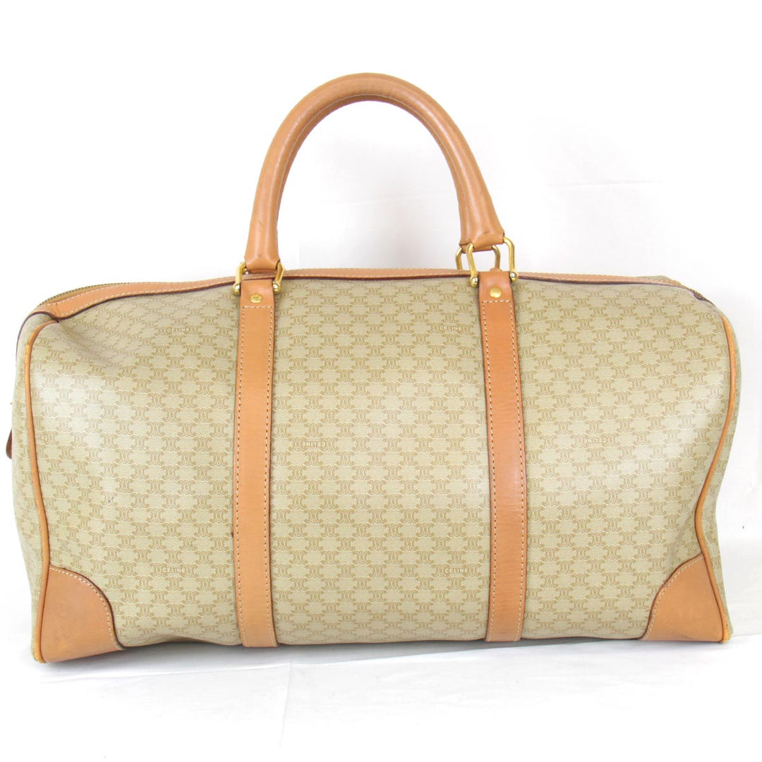 『USED』 
CELINE セリーヌ 
 マカダム M14 ボストンバッグ 
PVC/レザー  ベージュ