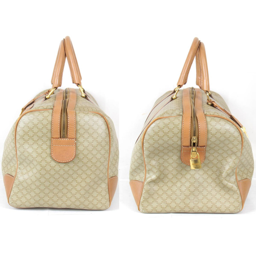 『USED』 
CELINE セリーヌ 
 マカダム M14 ボストンバッグ 
PVC/レザー  ベージュ