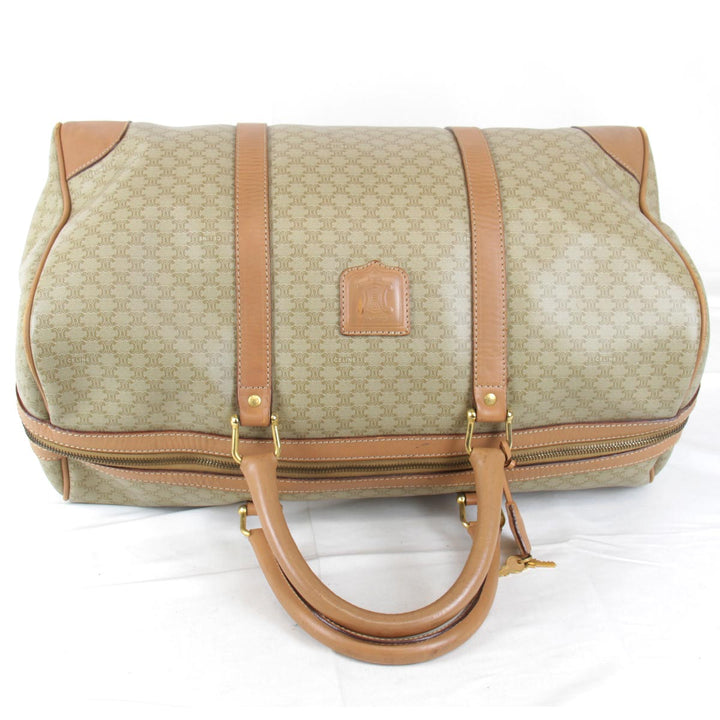 『USED』 
CELINE セリーヌ 
 マカダム M14 ボストンバッグ 
PVC/レザー  ベージュ