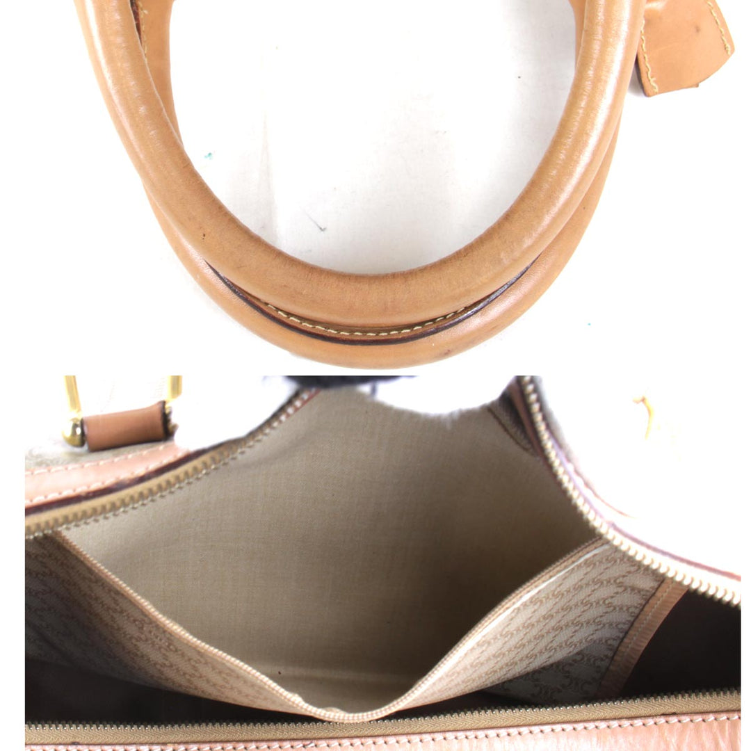 『USED』 
CELINE セリーヌ 
 マカダム M14 ボストンバッグ 
PVC/レザー  ベージュ