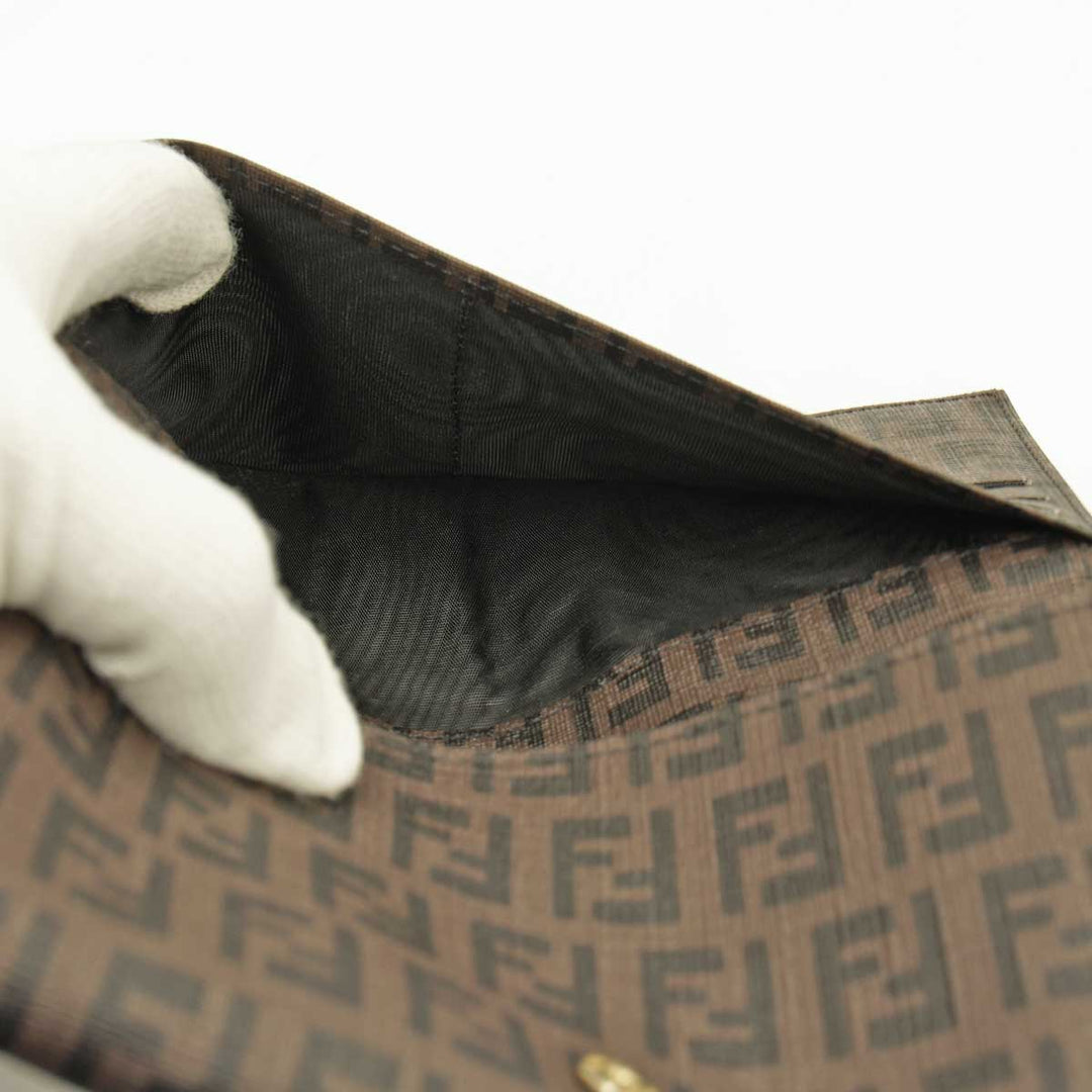 『USED』 
FENDI フェンディ 
 ズッカ柄　長財布 長財布 
PVCコーティングキャンバス ブラウン