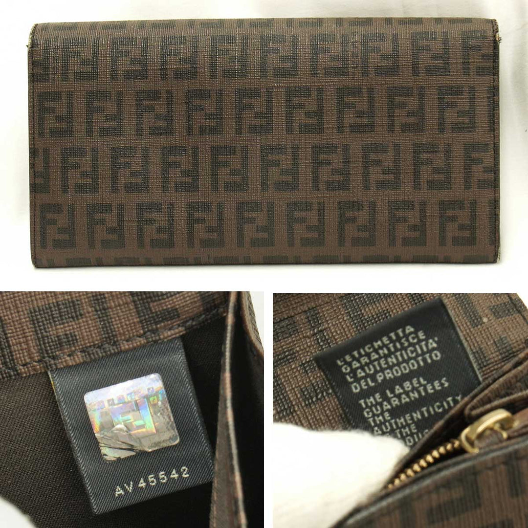 『USED』 
FENDI フェンディ 
 ズッカ柄　長財布 長財布 
PVCコーティングキャンバス ブラウン