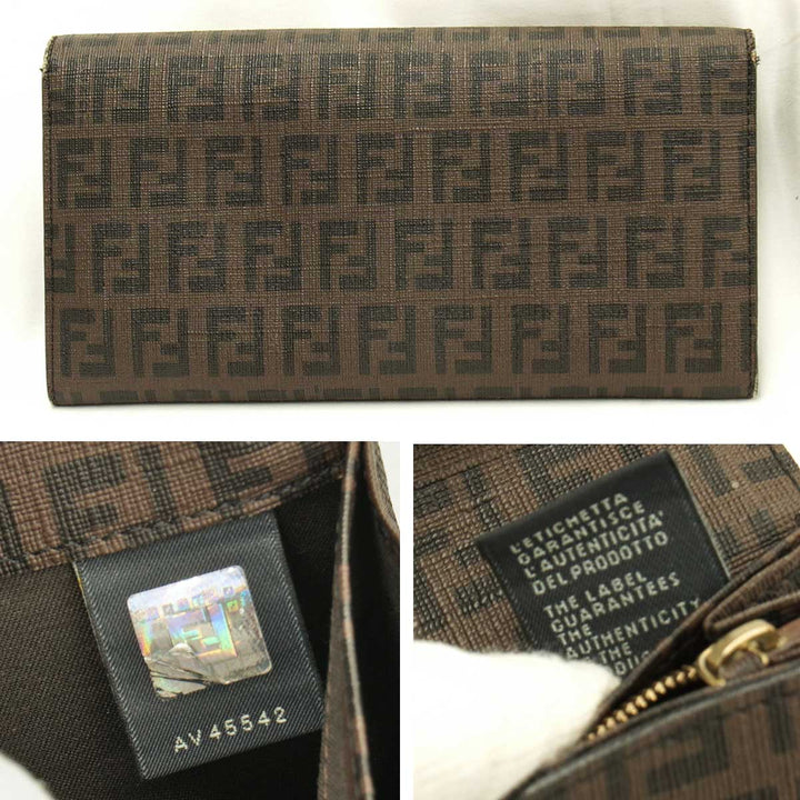 『USED』 
FENDI フェンディ 
 ズッカ柄　長財布 長財布 
PVCコーティングキャンバス ブラウン
