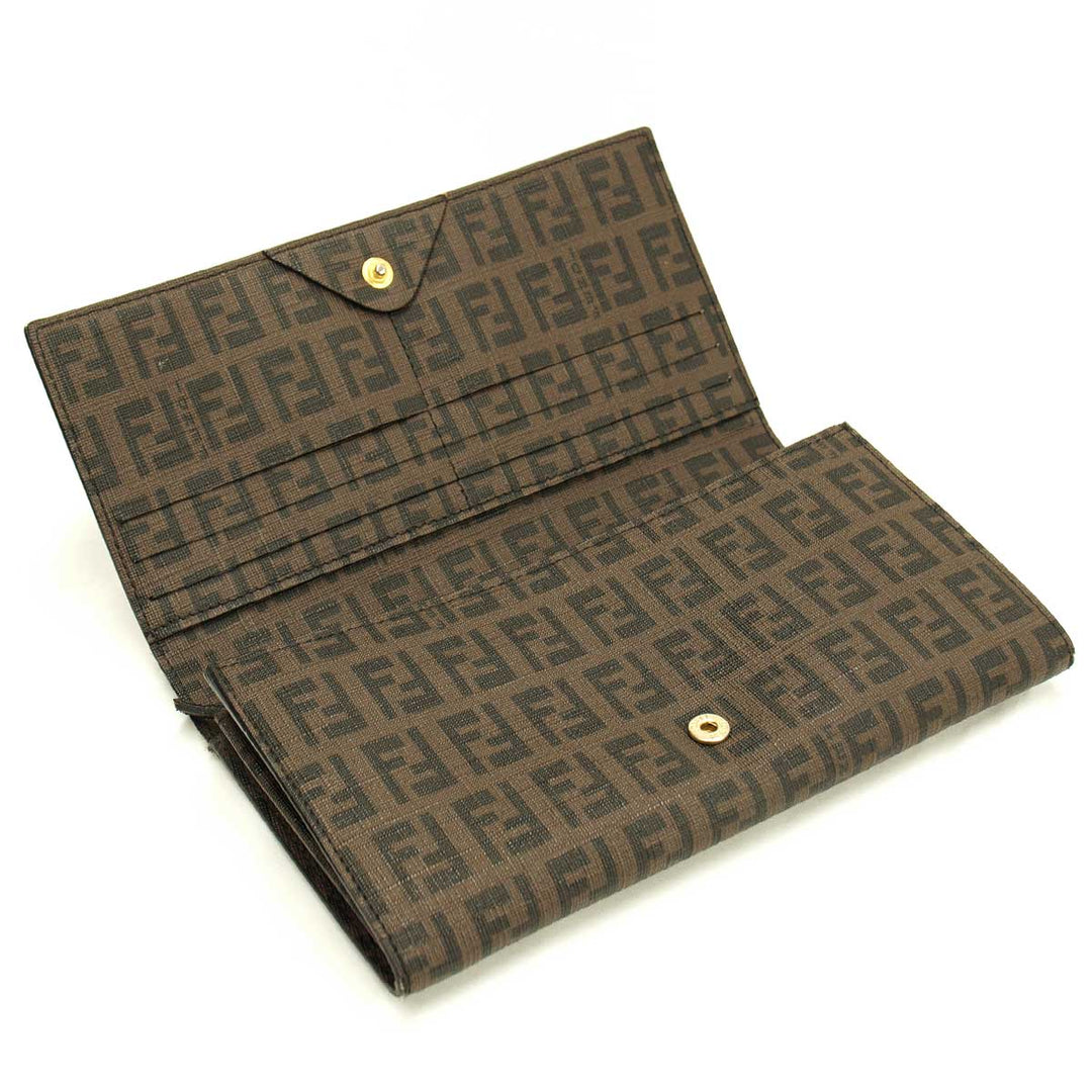 『USED』 
FENDI フェンディ 
 ズッカ柄　長財布 長財布 
PVCコーティングキャンバス ブラウン