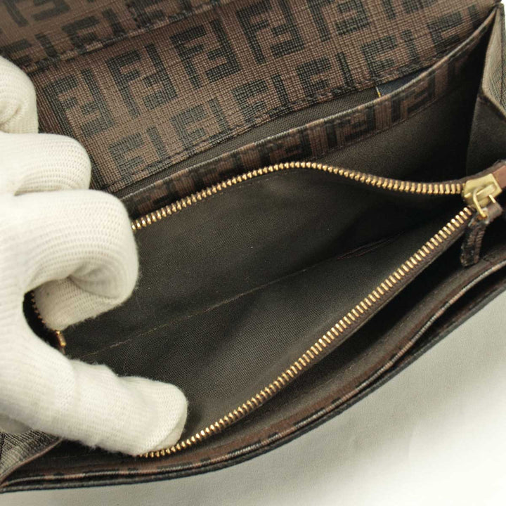 『USED』 
FENDI フェンディ 
 ズッカ柄　長財布 長財布 
PVCコーティングキャンバス ブラウン