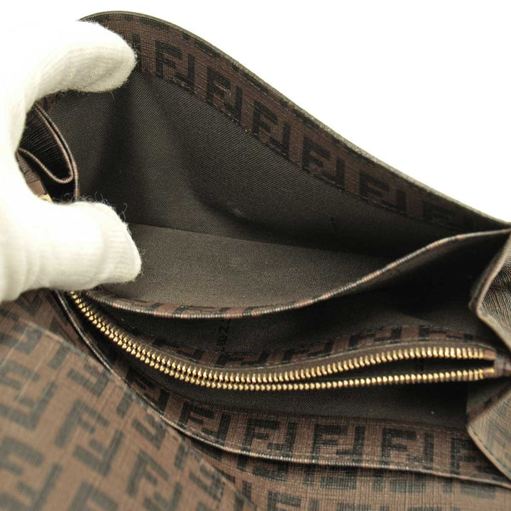 『USED』 
FENDI フェンディ 
 ズッカ柄　長財布 長財布 
PVCコーティングキャンバス ブラウン