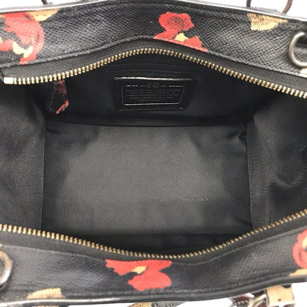 『USED』 
COACH コーチ 
 ミニクロスビー キャリーオール 花柄 33856 ハンドバッグ 
PVC/レザー  ブラック