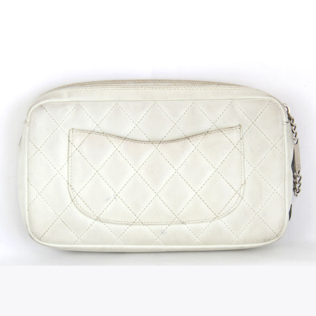 『USED』 
CHANEL シャネル 
 カンボンライン アクセサリーポーチ 
レザー ホワイト