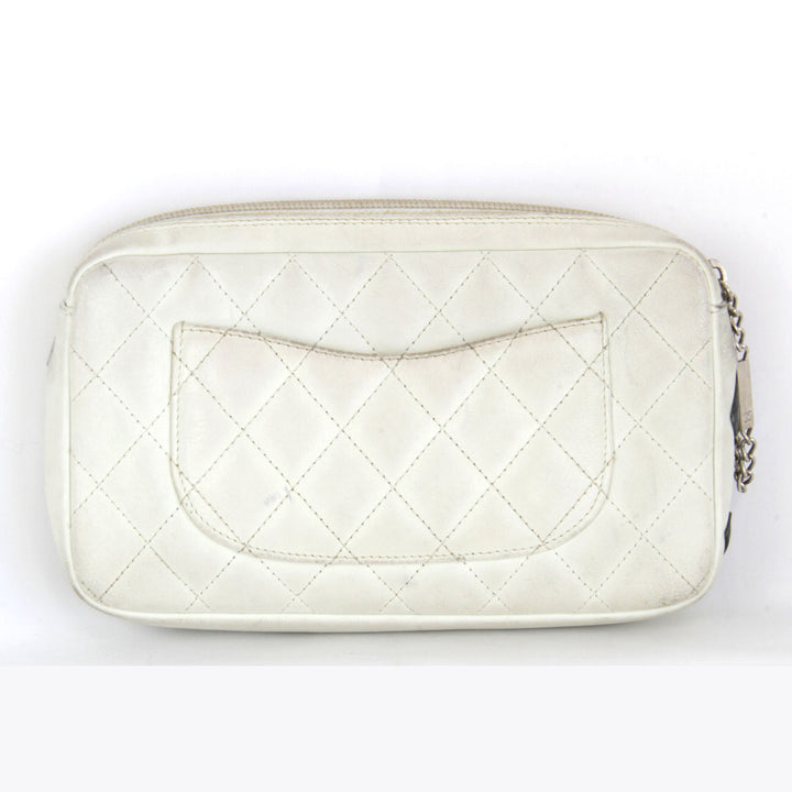 『USED』 
CHANEL シャネル 
 カンボンライン アクセサリーポーチ 
レザー ホワイト