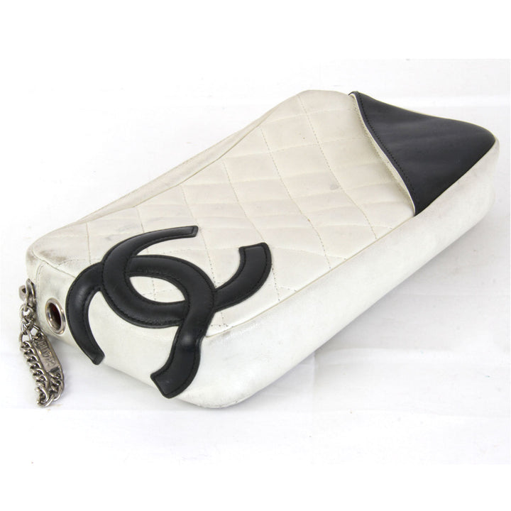 『USED』 
CHANEL シャネル 
 カンボンライン アクセサリーポーチ 
レザー ホワイト