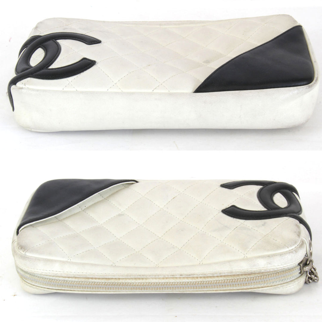 『USED』 
CHANEL シャネル 
 カンボンライン アクセサリーポーチ 
レザー ホワイト
