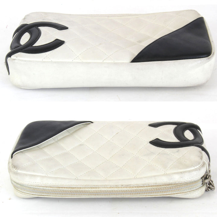 『USED』 
CHANEL シャネル 
 カンボンライン アクセサリーポーチ 
レザー ホワイト