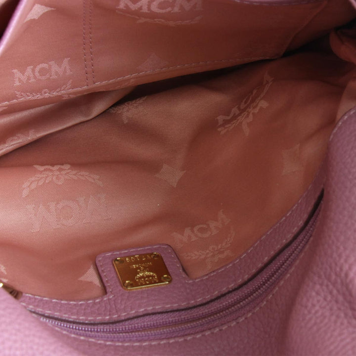 『USED』 
MCM エム・シー・エム 
 スタッズ チェーン ショルダーバッグ 
レザー ピンク