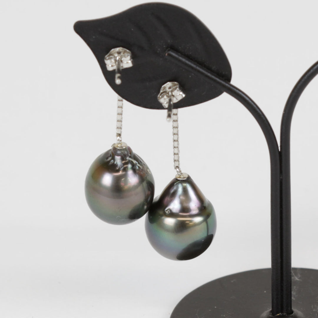 美品『USED』 Pt900プラチナ/ブラックパール（黒蝶真珠）  
ピアス
 7.3g