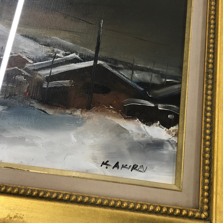『USED』 
 
 小松明 雪の降る街 油彩 F8号 油彩